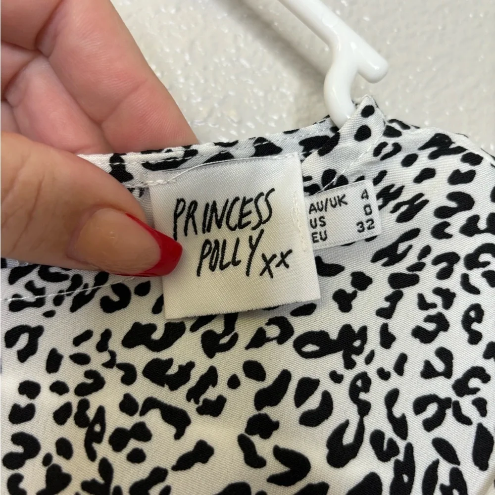 Princess Polly Midi Dress Leopard Ditzy Animal Print Back Cut Out Dress - Size 0